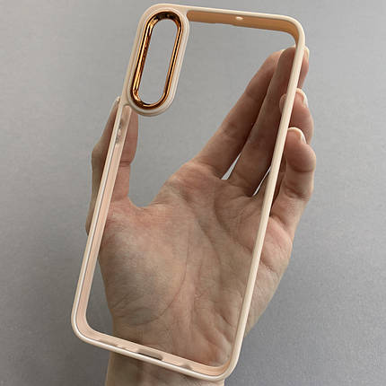 Чохол для Samsung Galaxy А50s прозорий чохол з кольоровою окантовкою на телефон самсунг а50с бежевий l1n, фото 1