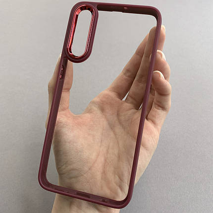 Чохол для Samsung Galaxy А50s прозорий чохол з кольоровою окантовкою на телефон самсунг а50с бордовий l1n, фото 1