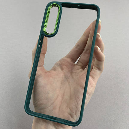 Чохол для Samsung Galaxy А50s прозорий чохол із кольоровою окантовкою на самсунг а50с темно-зелений l1n, фото 1