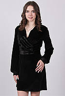 Платье женское черное однотонный без застежки велюр с пайетками мини Актуаль 126, 48