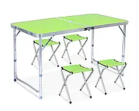 Стол раскладной для пикника со стульями в чемодане складной стол и 4 стула Зеленый