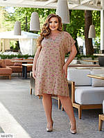 Літня жіноча натуральна сукня батал зі штапелю бежева жіноче натуральне плаття батальне штапель беж