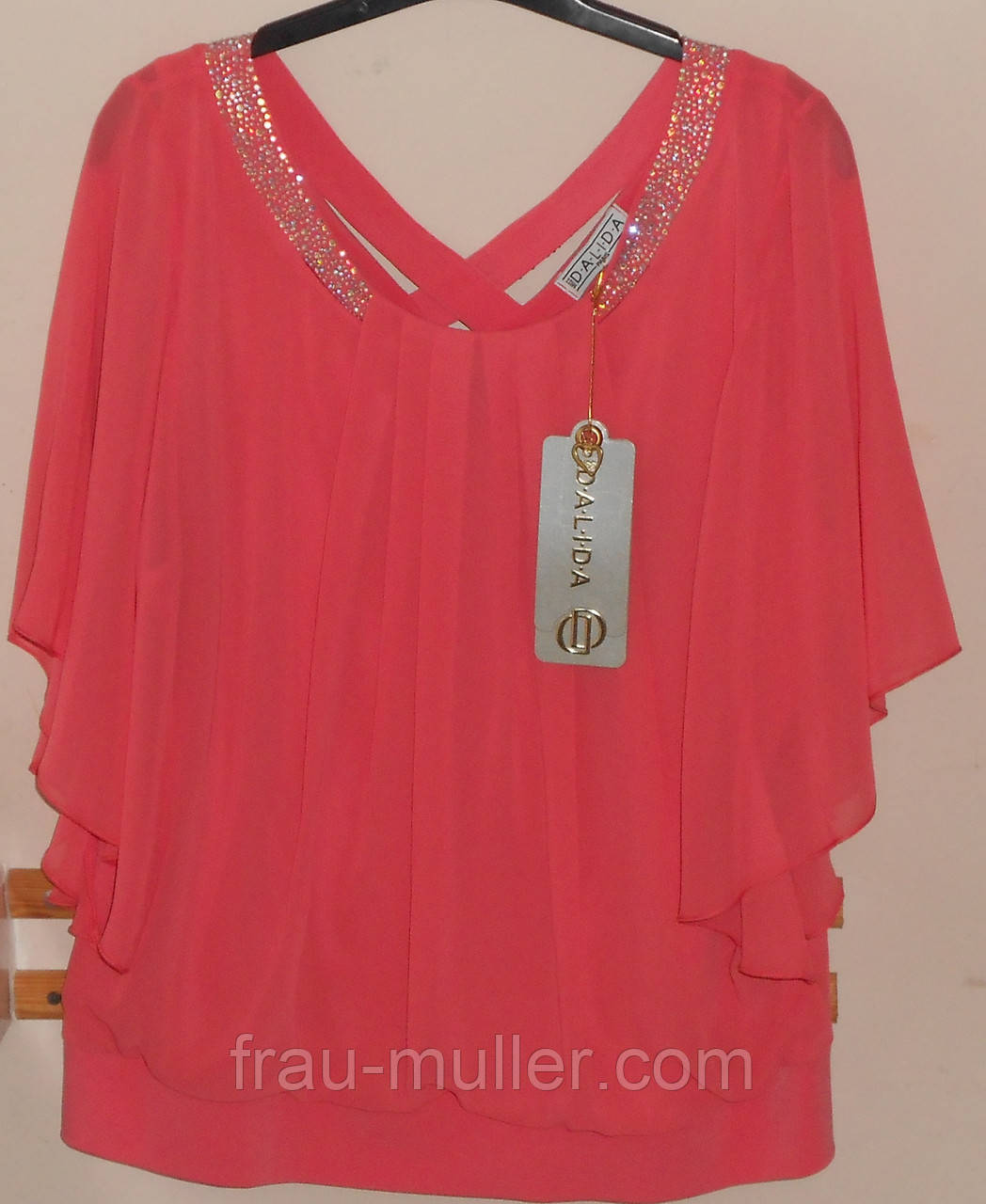 Шифоновий ошатний червоний блузон Dalida, фото 1