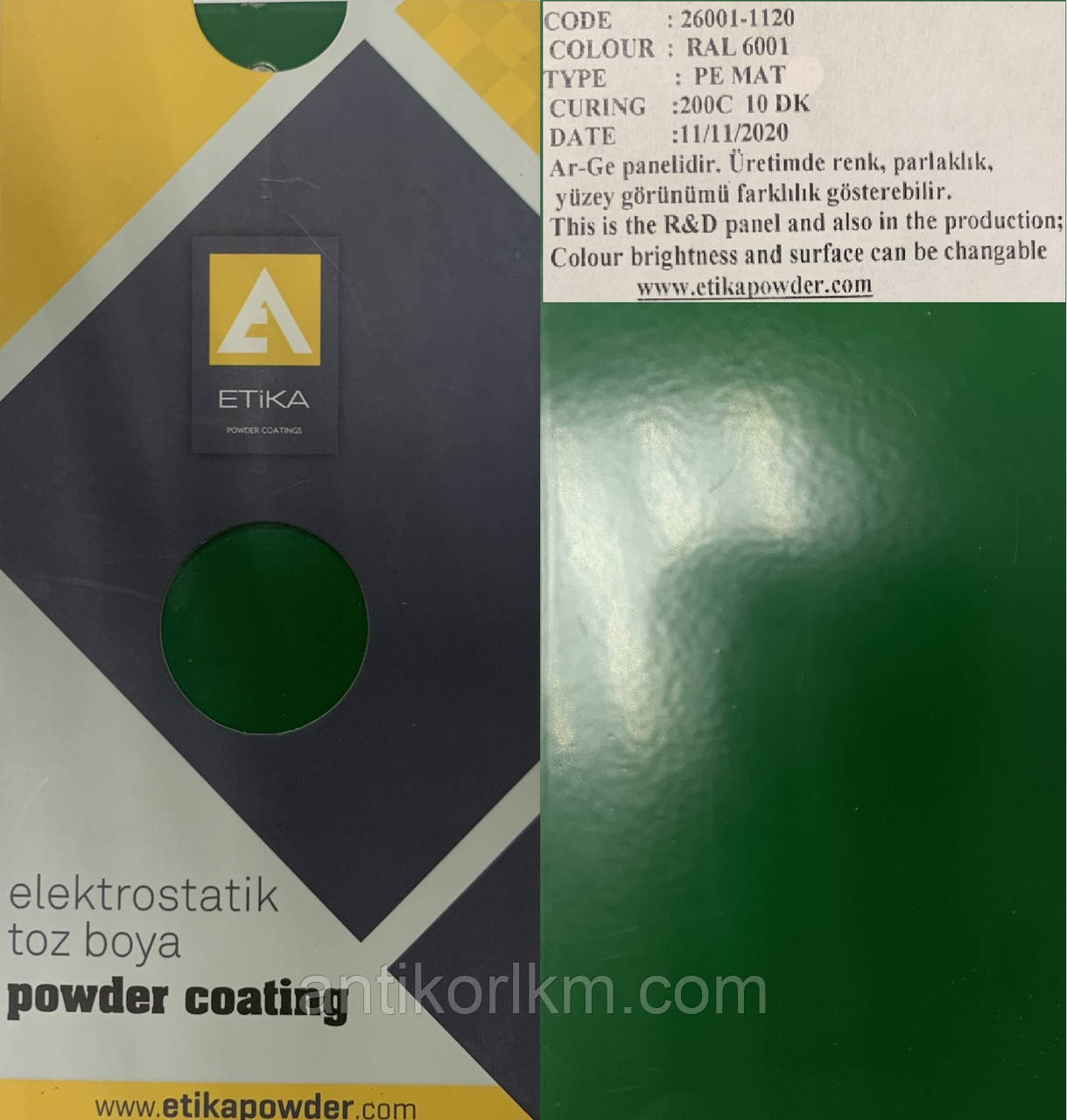 Порошкова фарба ETIKA RAL 6001 Матова PE, TRIBO