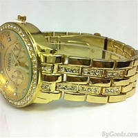 Годинник на руку жіночий Geneva gold зі стразами