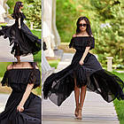 Сукня чорна жіноча шифонова довга з воланом