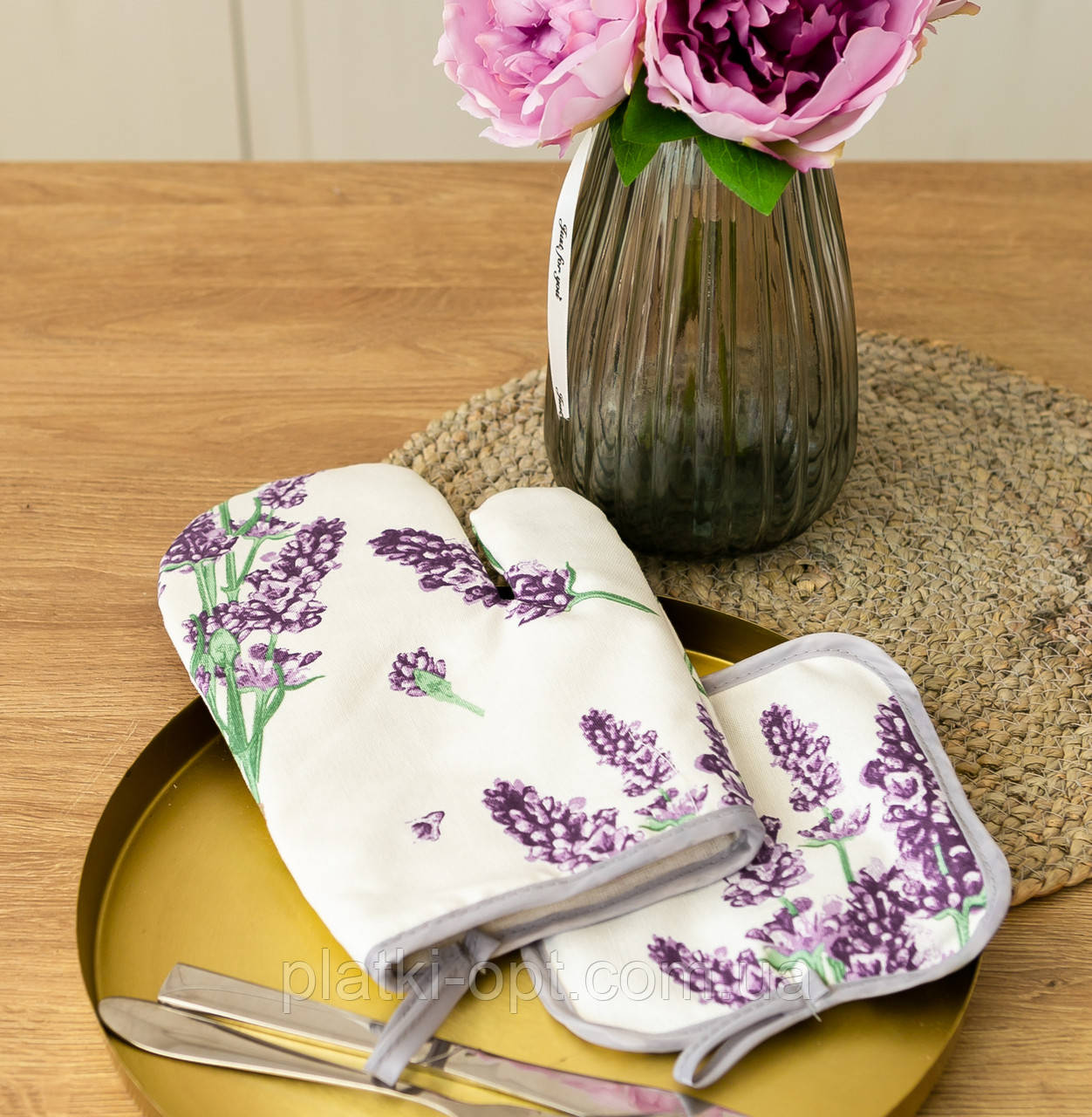 Рукавичка + прихватка водовідштовхувальні "Лаванда", фото 1