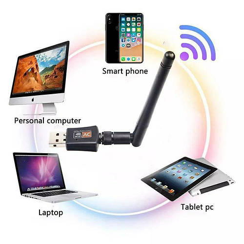 USB Wi-Fi адаптер AC600 2.4/5GHz 600Mbit антенна сетевая вайфай для пк ...