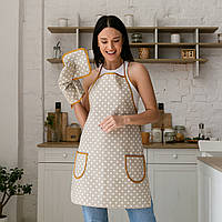 Кухонний набір водовідштовхувальний "Горошок бежевий" 3 предмета