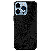 Бампер силиконовый со своим принтом под заказ для телефона iPhone 13 Pro Max (черный) матовый | "Тропики"