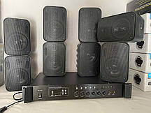 Комплект акустики фонового звуку підсилювача та 8шт колонок (5 zones/USB/Bluetooth)