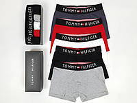 Комплект трусов Томми Хилфигер мужских в коробке на подарок. Мужское нижнее белье набор 5шт Tommy Hilfiger