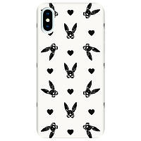 Захисний Чохол із силікону з картинкою для iPhone X (білий) матовий | "Плейбой кролик"