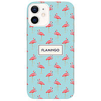Красивий силіконовий Чохол на телефон Айфон 12 | "Рожевий фламінго"