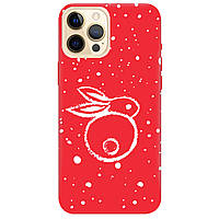 Накладка силиконовая со своим принтом под заказ на смартфон Айфон 12 Pro (красный) матовый | "Кролик"