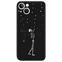 Оригинальный силиконовый Чехол с рисунком для смартфона iPhone 13 mini (черный) матовый | "Звездная ночь"