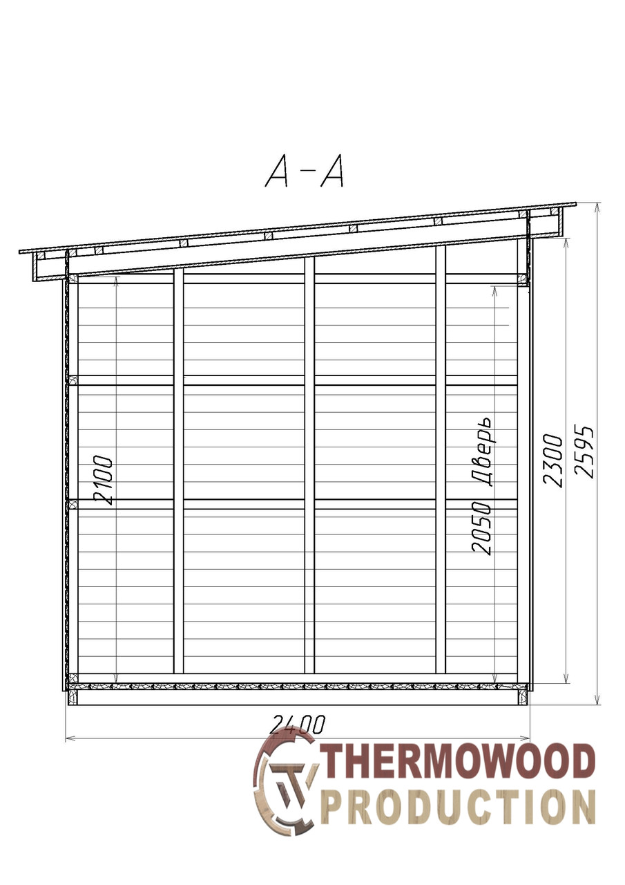 Деревянный каркасно-щитовой хозблок 3х2.4м - фото 6 - id-p1865463338