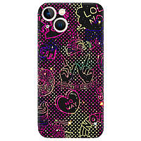 Накладка силиконовая с картинкой для телефона iPhone 13 mini (розовый) матовый для девочек | "Лучший друг"