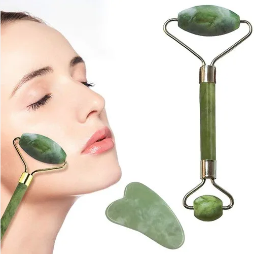 Масажер для обличчя flawless facial FACIAL ROLLER & MASSAGER + Гуаша сердечко нефрит