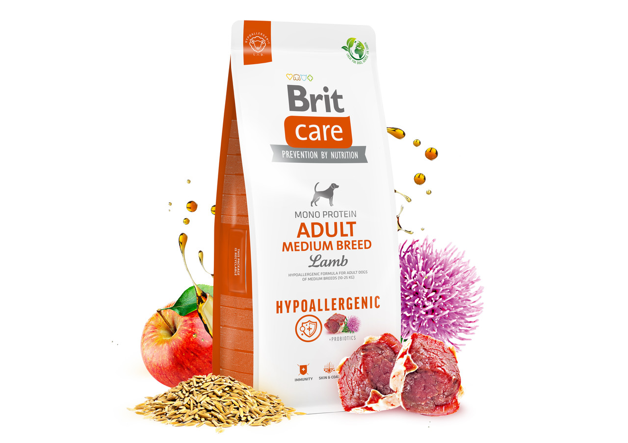 Сухий корм гіпоалергенний для собак середніх порід Brit Care (Брит Кеа) Hypoallergenic з ягням 12 кг