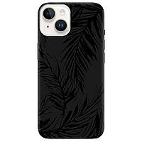 Чехол из силикона со своим принтом под заказ для смартфона iPhone 14 (черный) матовый для девушек | "Тропики"