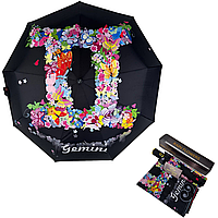 Женский зонт-автомат "Зодиак" в подарочной упаковке с платком от Rain Flower, Близнецы Gemini 01040-8