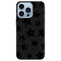 Чехол силиконовый с принтом для телефона iPhone 13 Pro Max (черный) матовый | "Черная звезда"