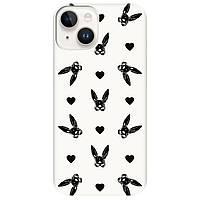 Чехол силиконовый со своим принтом под заказ для телефона Айфон 14 Plus (белый) матовый | "плейбой кролик"