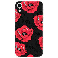 Чехол силиконовый со своим фото под заказ на телефон iPhone XR (черный) матовый с цветами | "Красный мак"