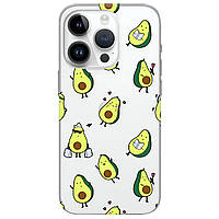Чехол силиконовый с рисунком для смартфона Айфон 14 Pro Max (зеленый) прикольный | "Милый авокадо"