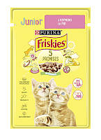 Упаковка вологого корму Purina Friskies для кошенят з куркою (шматочки в соусі) 26 шт х 85 г