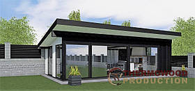 Альтанка дерев'яна Modern Gazebo 012 з розсувними панорамними вікнами 10,3 х4, 2м від Thermowood Production