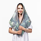 Тоненька кашемірова хустка розміром 100х100см з абстрактним принтом, фото 2