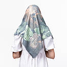 Тоненька кашемірова хустка розміром 100х100см з абстрактним принтом, фото 4