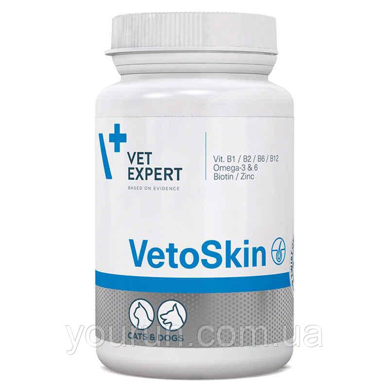 VetExpert (ВетЕксперт) VetoSkin (ВетоСкін) - Харчова добавка для здоров'я шкіри та вовни кішок та собак 90 таб