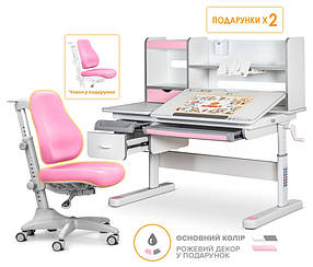 Письмовий стіл-парта та ортопедичне крісло для дівчинки школяра | Evo-kids Florida + Match