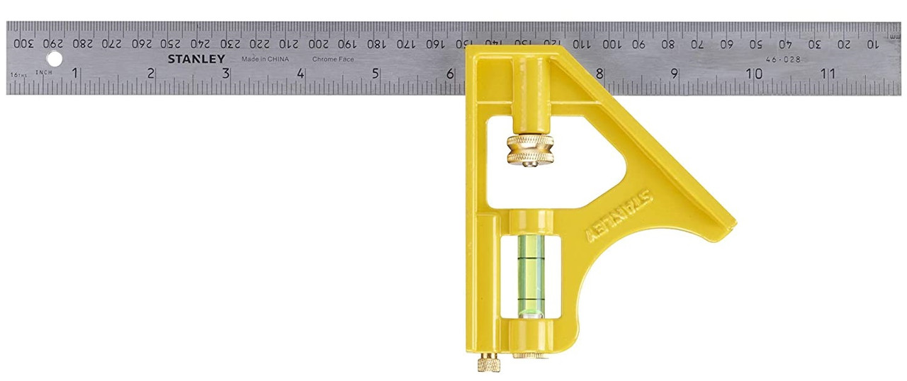 Угольник Stanley, 30см, комбинированный, с капсулой уровня, литое металлическое основание. - фото 1 - id-p1865516726