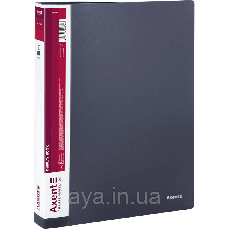 Папка з файлами, дисплей-книга Axent (A4, 60 файлів, сірий) 1060-03-A