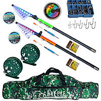 Набір на 2 вудилища для лову на поплавець SOLARIS 5 м + Котушка + Чохол + волосінь 3D