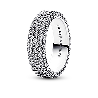 Серебряное кольцо Pandora "Три ряда паве"