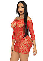 Leg Avenue Heart net mini dress OS Red, фото 5
