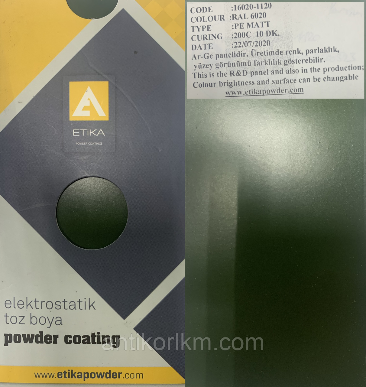 Порошкова фарба ETIKA RAL 6020 Матова PE, TRIBO