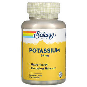 Калій 99 мг (Potassium) Solaray, 200 капсул