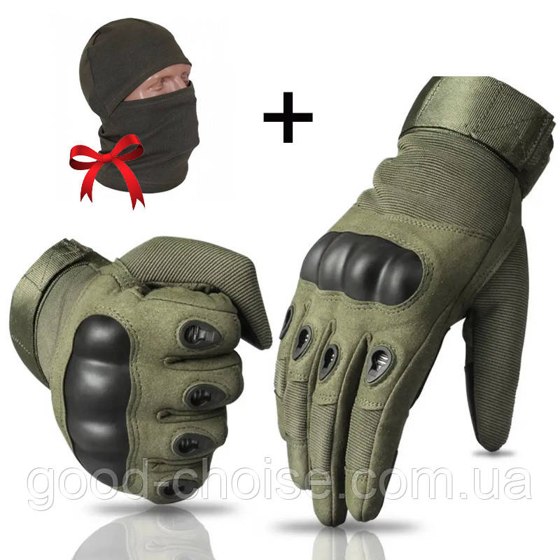 Тактичні рукавички із закритими пальцями + Подарунок Балаклава бафф для ЗСУ