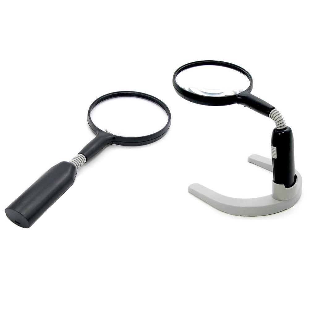 TU TU Лупа двойная на съемной подставке MG83021-1 с LED-подсветкой (большая лупа d=105 мм, 2x; малая лупа d=25 мм, 4x)