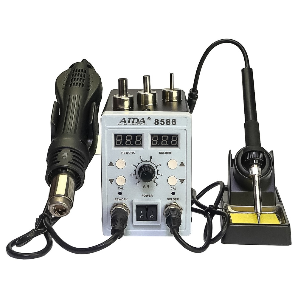 TU  TU Паяльная станция Aida 8586, фен, паяльник с нагревательным элементом Hakko, цифровая индикация
