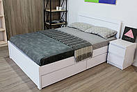Двухспальная кровать с шухлядами 180*200 Аргус в белом цвете