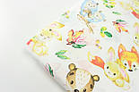 Тканина бавовняна "Звірятка з книжками в осіннє листя" на білому тлі №1891, фото 7