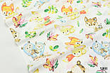 Тканина бавовняна "Звірятка з книжками в осіннє листя" на білому тлі №1891, фото 2