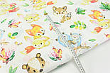Тканина бавовняна "Звірятка з книжками в осіннє листя" на білому тлі №1891, фото 5